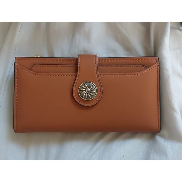 Handbags - New Luxury Waxed Leather RFID Wallet for Women Large Capacity Clutch - Tan